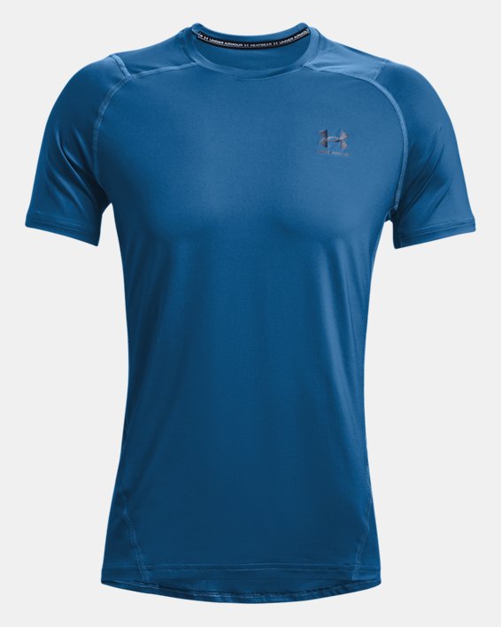 Men's HeatGear® Armour Fitted Short Sleeve, Blue, pdpMainDesktop image number 4